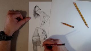 Speed Drawing - Charming MILF in high hells takes 2 penii! Anal threesome and DP