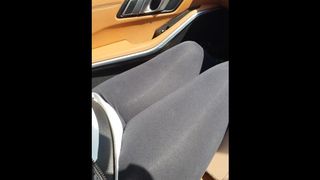 Step mom in shiny leggings takes on 10 inch rod in the car - poked by step son