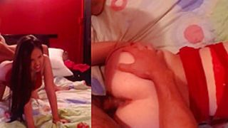 Real Colombian Babe Holds On To Bed Taking A ***gy Style Pounding