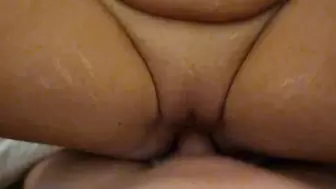 Skank wifey makes bf wait while she mounts her man