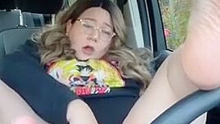 Big Beautiful Woman Playing In The Front Seat