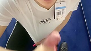 Public Changing Room Bj With Enormous Sperm Shot All Over Store Clothes