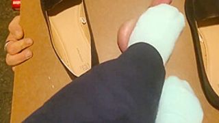 With The Worm: Made Him Spunk Under My Teal Sweaty Socks