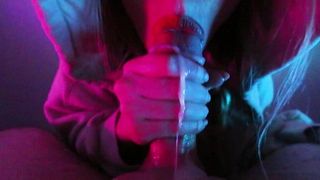 POINT OF VIEW - Wet oral sex with facial from cyberpunk babe in hoodie
