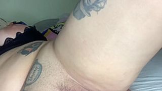 Horny Gigantic Tit Tattooed Whore Mounts Both Holes