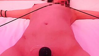 【拘束!!・連続、電マ責め!!!】四肢拘束のまま、終わらない電マ責め!!! ※イキ過ぎて痙攣してます。