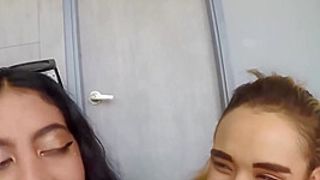 Sexy Thin Party Ladies Deep Throating a Bouncer's Huge Wang Before Jizz Swapping Threesome