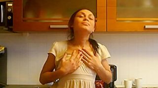 Teasing Session In The Kitchen With A Cutie