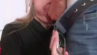 Tiny Mouth Blonde Chick Youngster Can Barely Fit A Massive Dong Although Her Tight Butthole Can Get Anal