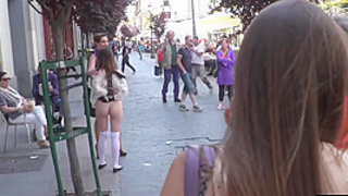 Naked whore public exposed and humiliated outdoor by domina