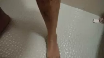 Taking a shower in my ex-wife's nude pantyhose.