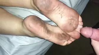 Cumming on my Wifes Dirty Feet and Soles