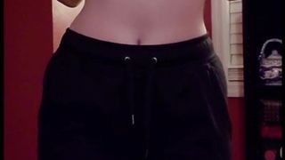 Shy wife strips to her big natural tits and pussy