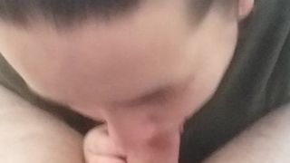 Fat wife a.t sucks husbands friend