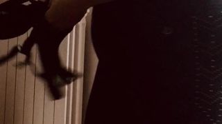 My wife getting ready for the gym