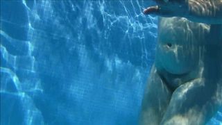 Curvy mature wife in swimming pool with hidden camera