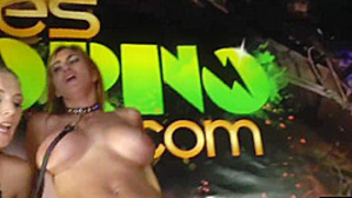 BDSM skanks whipped and banged in public reality orgy