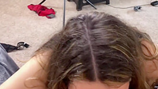 Chubby rimjob and deepthroat babe fucks BFs hard meat