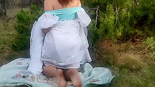 Mounts In Russian Folk Costume In The Forest