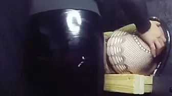 Rammed In Female Gloryhole With Anal Plug - Creampied Twat