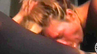 Night Bj Of A Busty Blonde Tries A Deepthroat From Which I Sperm