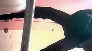 Secret web camera captures all-ebony dressed Oriental snatch