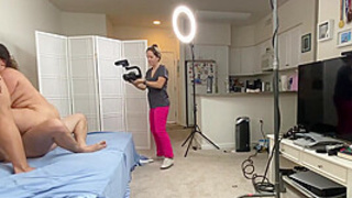 Chubby bitch penetrated in threesome by 2 hard fuckers