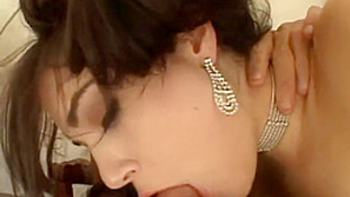 Teenie lady mounts cougar penis in alluring lingerie scene