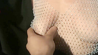 Street Pick Up Of Shameless Skank. Stranger Knead Her Breasts Right In Public Park