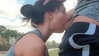 Gf Giving Amazing Head Swallows And Licks In Outside