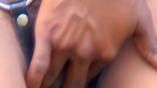 Submissive Bald Dark Sweety Blows MEGA White Dildo And is Plowed Outdoors