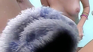 Twat suck pool party lezbo teens get wet