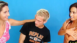 Pegging amatuer ladies fuck stud in 3some with strapon