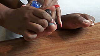 African blue toenails painting by Foot Bitches