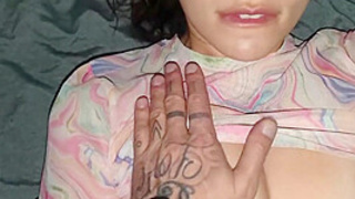 Brunette gets choked while I fuck her