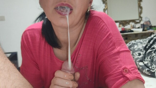 Old MILF Ex-wife Bj and Giant Jizz Load in her Mouth - Sloppy Sperm shot in Mouth SELF PERSPECTIVE