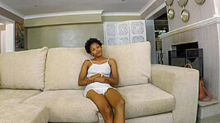 African Casting - Skinny Ebony Babe Discovers The Joys Of BWC Pounding