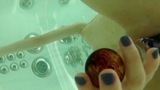 Skinny Hot Model Poppy Masturbating With A Glass Dildo Underwater Jacuzzi