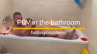 POINT OF VIEW . ORAL SEX IN BATHROOM . SPUNK IN MOUTH