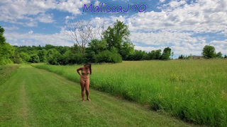 Home-made public nude flashing along road