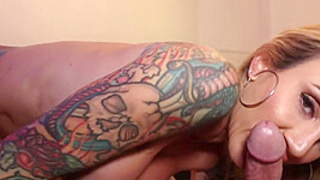 Tattooed POV stepmom fucked by stepson while talking dirty