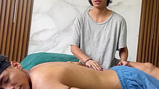 My Stepsister Practices Massage In The World With My Big Cock