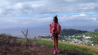 Freak Enjoying Petite Beauty On The Beach And Mountain With Giant Cock