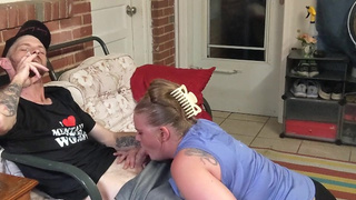 Cheating ex-wife caught giving the neighbor a bj and smoking!