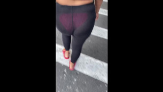 Wifey ebony leggings in pink visible panties
