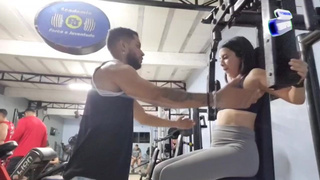 Personal trainer offers help to fresh married woman and they finish training at her house