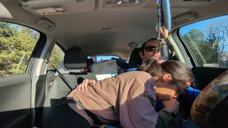 trying to keep it on the road while my sexy wifey sucks me