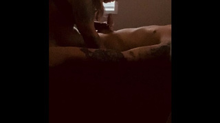 Horny tatted MILF stops by the ex’s house for a quick lick and fuck and leaves with cream-pie