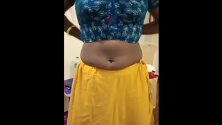 Exotic Cuck-old Ex-wife Teases Stud in Pink Bra – Saree Navel Show in Hotel Bliss by HotwifePlayX!
