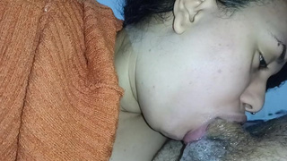 deep throat of the girl, goes all the way, drooling and blowing hard